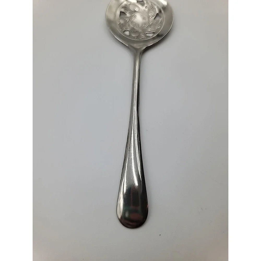 Silver Plated Pierced Serving Spoon Leonard Italy 8.5